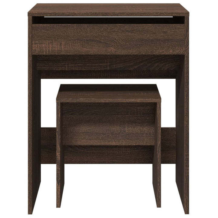 kosmetikbord med skammel 60x40x113,5 cm brun egetræ