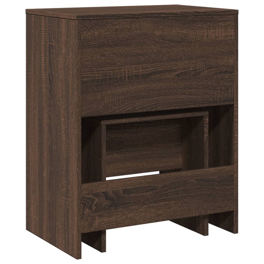 kosmetikbord med skammel 60x40x113,5 cm brun egetræ