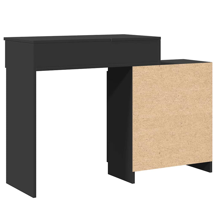 makeupbord med LED-lys 115x37x110,5 cm sort