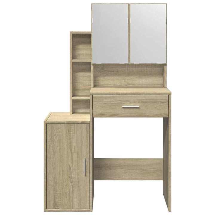 makeupbord med skab 80x35x132 cm sonoma-eg
