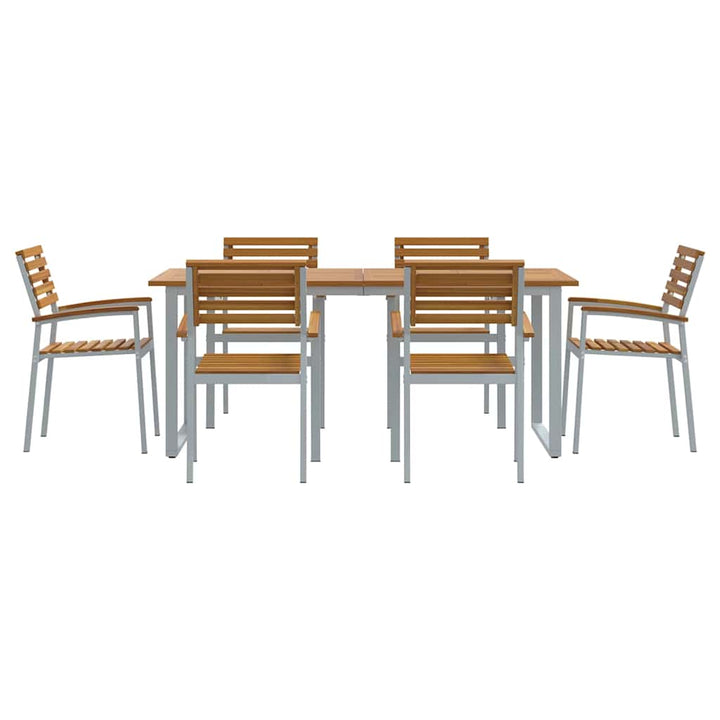 Have Spisebordssæt 7 pcs Grå og brun Massivt akacietræ