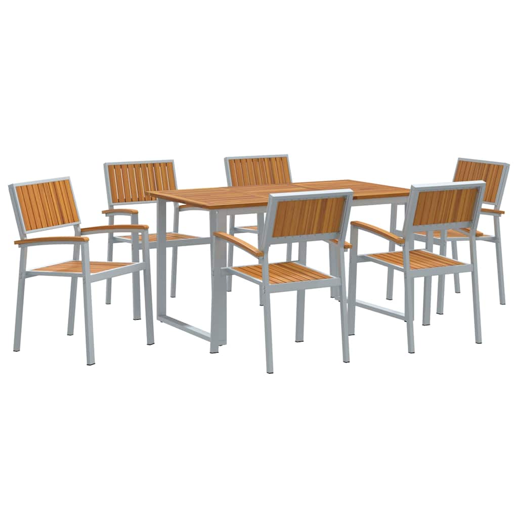 Have Spisebordssæt 7 pcs Grå og brun 140 x 80 x 75 cm
