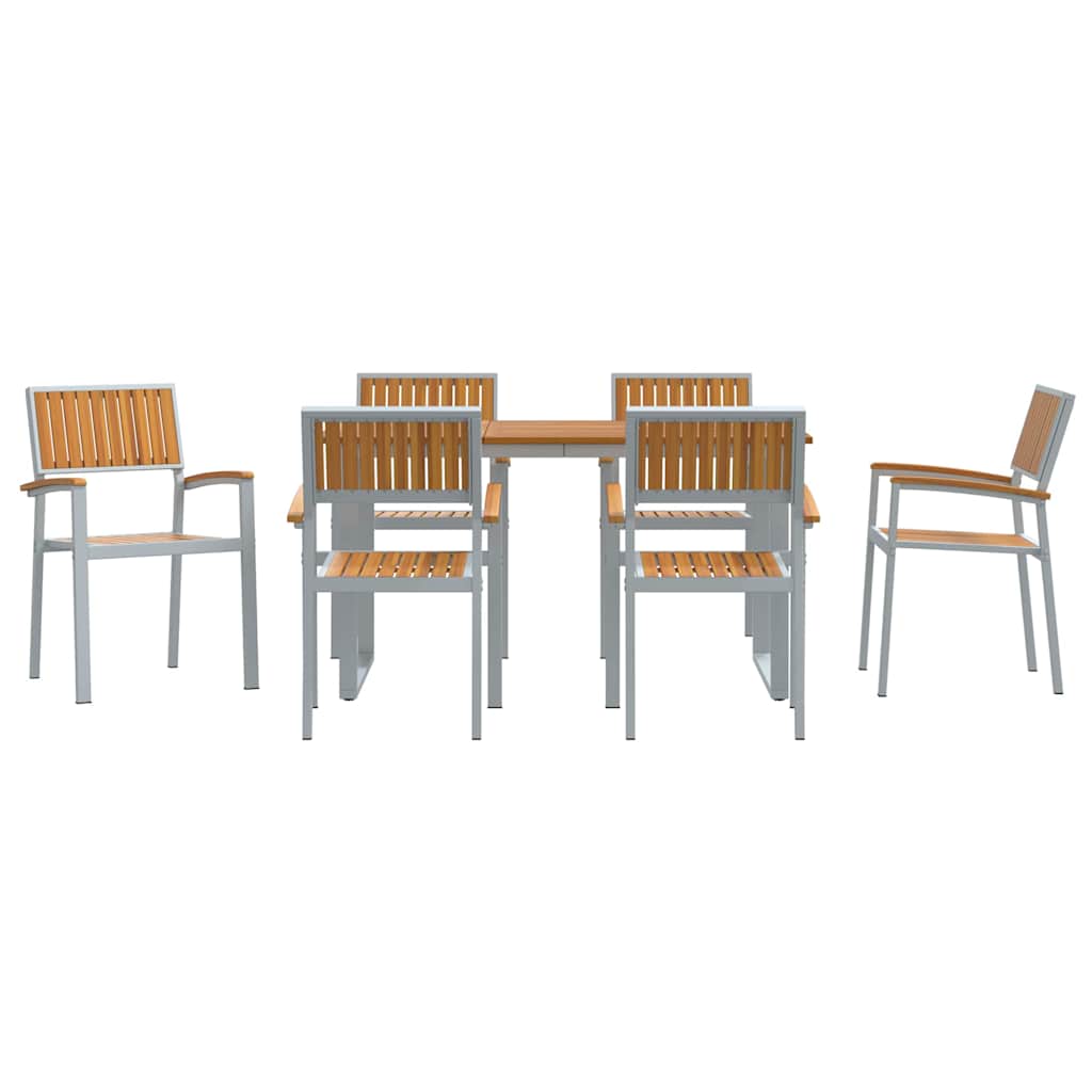 Have Spisebordssæt 7 pcs Grå og brun 140 x 80 x 75 cm