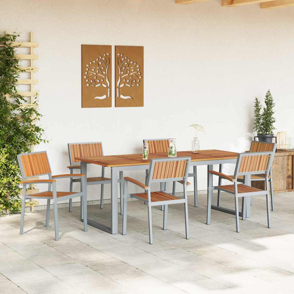 Have Spisebordssæt 7 pcs Grå og brun 200 x 90 x 75 cm