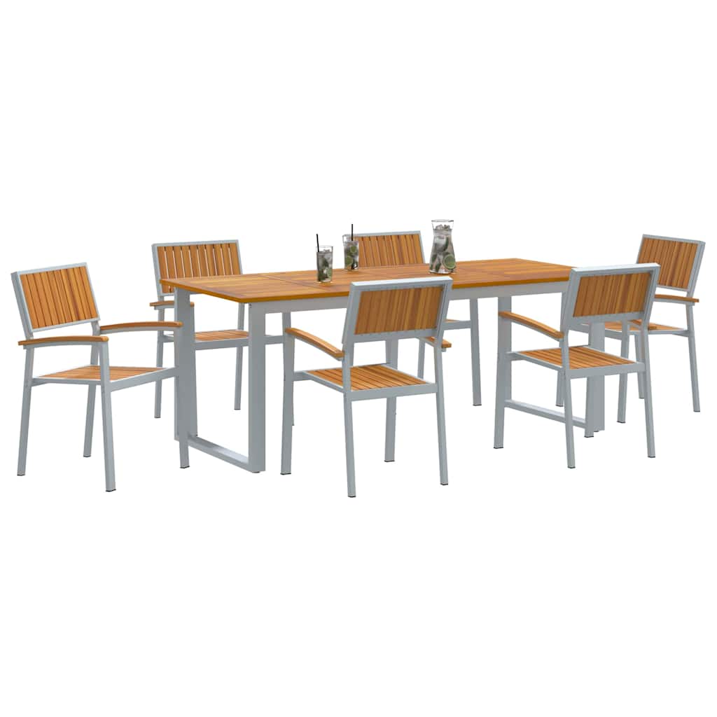 Have Spisebordssæt 7 pcs Grå og brun 200 x 90 x 75 cm