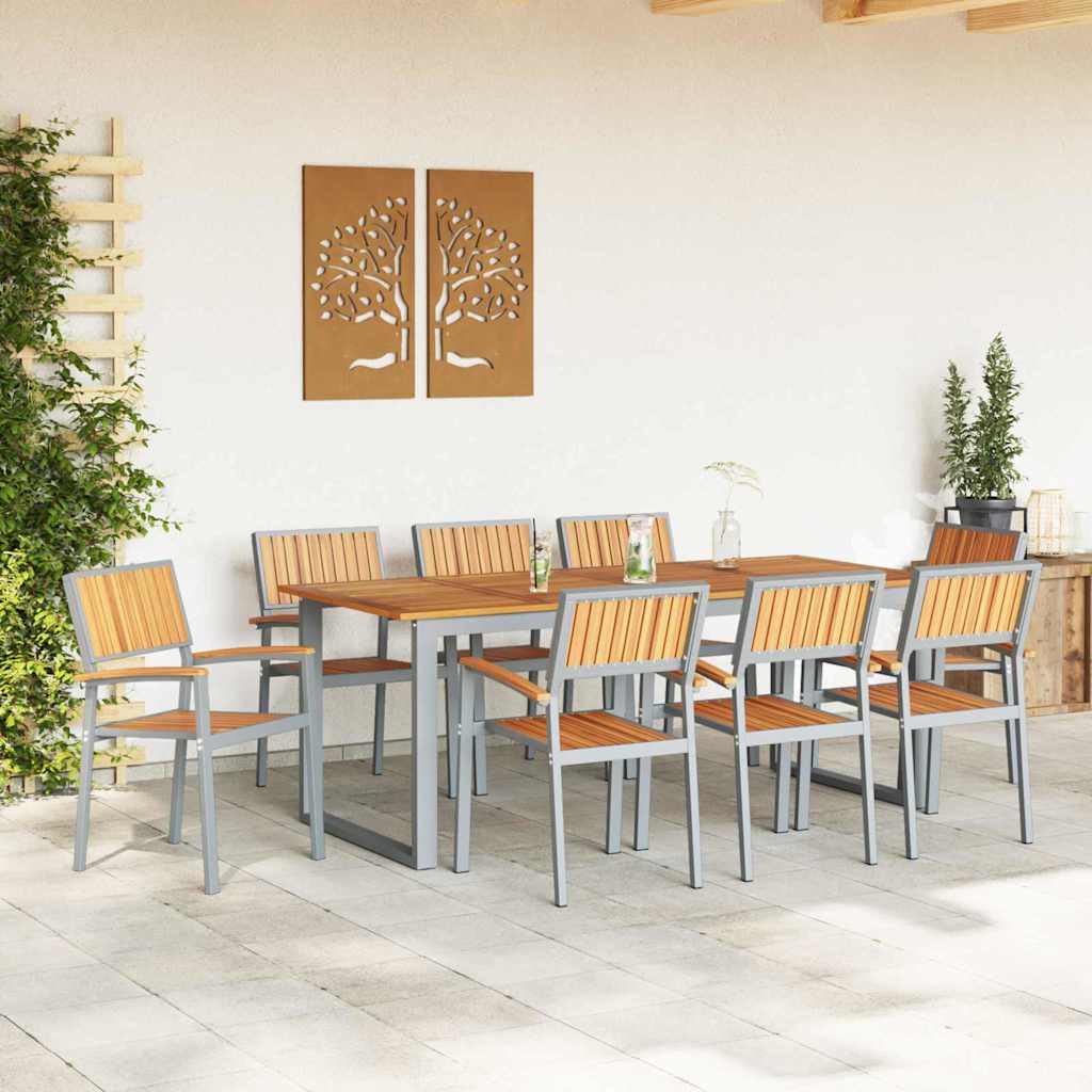 Have Spisebordssæt 9 pcs Grå og brun 200 x 90 x 75 cm