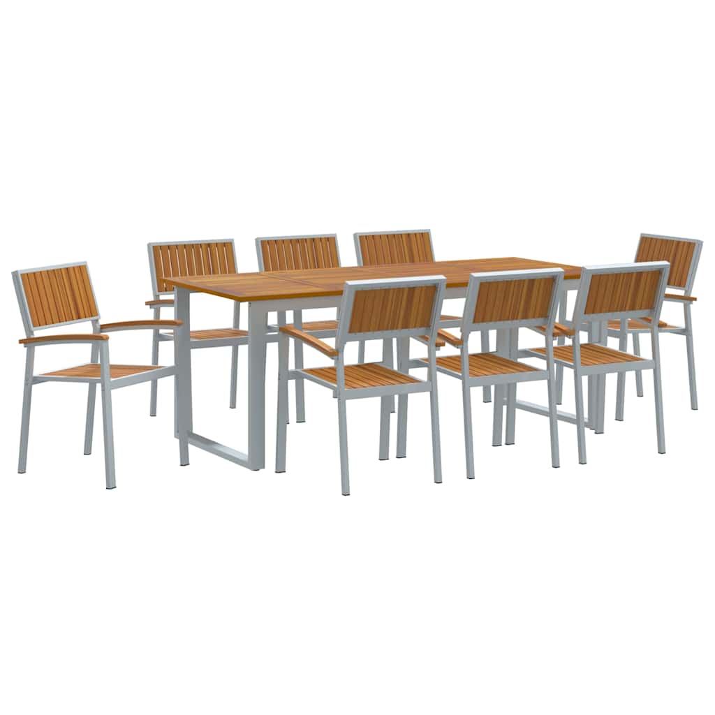Have Spisebordssæt 9 pcs Grå og brun 200 x 90 x 75 cm