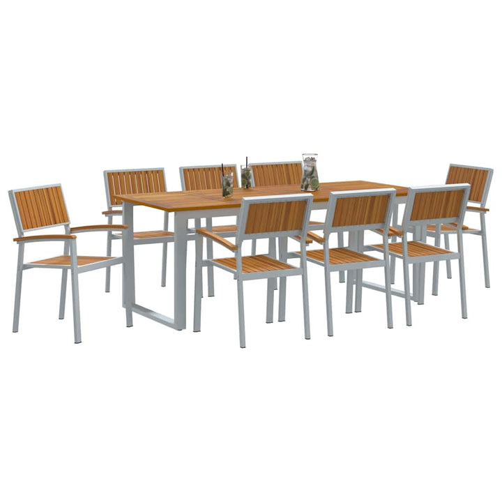 Have Spisebordssæt 9 pcs Grå og brun 200 x 90 x 75 cm