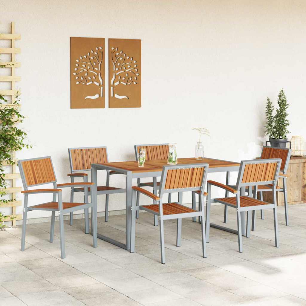 Have Spisebordssæt 7 pcs Grå og brun 160 x 80 x 75 cm