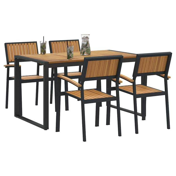 Have Spisebordssæt 5 pcs Sort og brun 140 x 80 x 75 cm