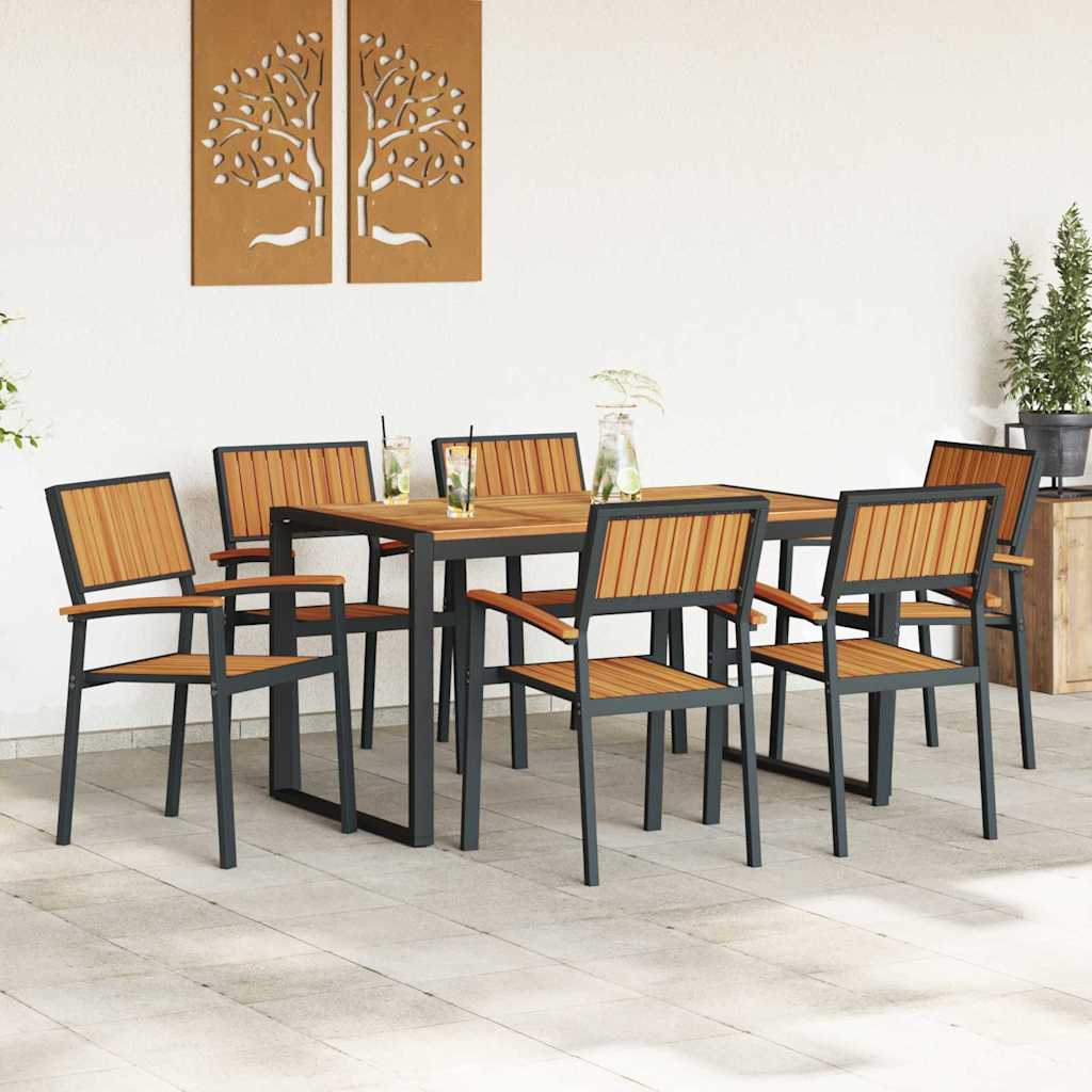 Have Spisebordssæt 7 pcs Sort og brun 140 x 80 x 75 cm
