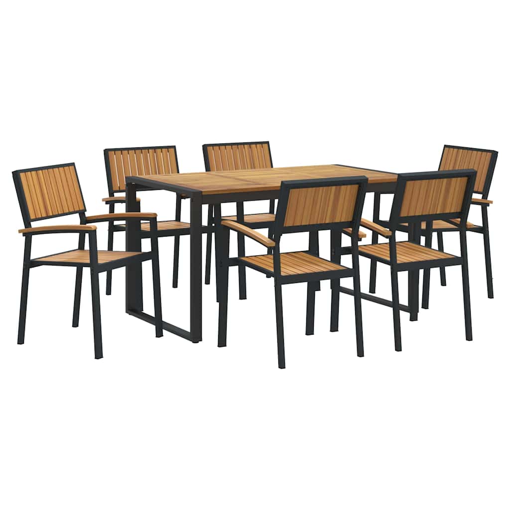 Have Spisebordssæt 7 pcs Sort og brun 140 x 80 x 75 cm