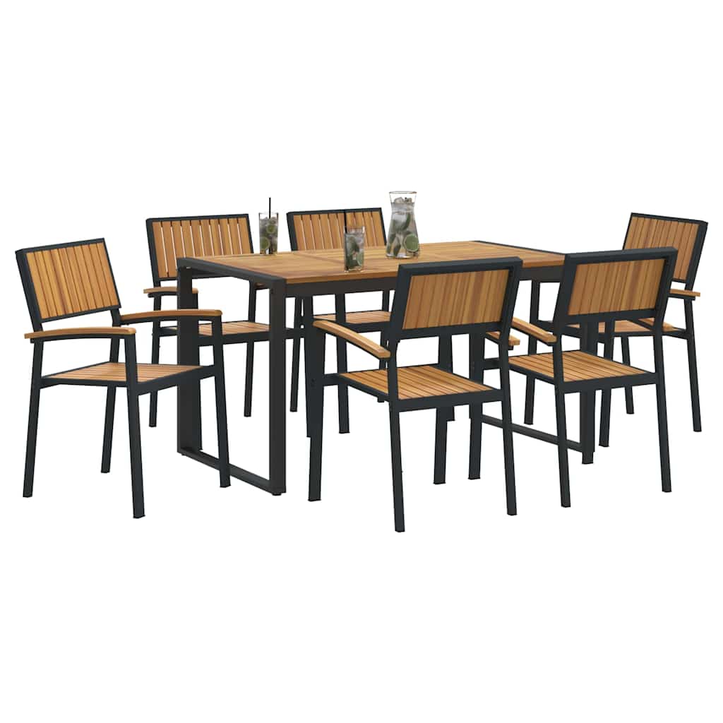 Have Spisebordssæt 7 pcs Sort og brun 140 x 80 x 75 cm