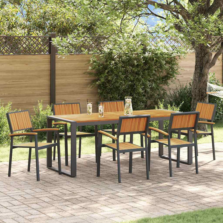 Have Spisebordssæt 7 pcs Sort og brun 200 x 90 x 75 cm