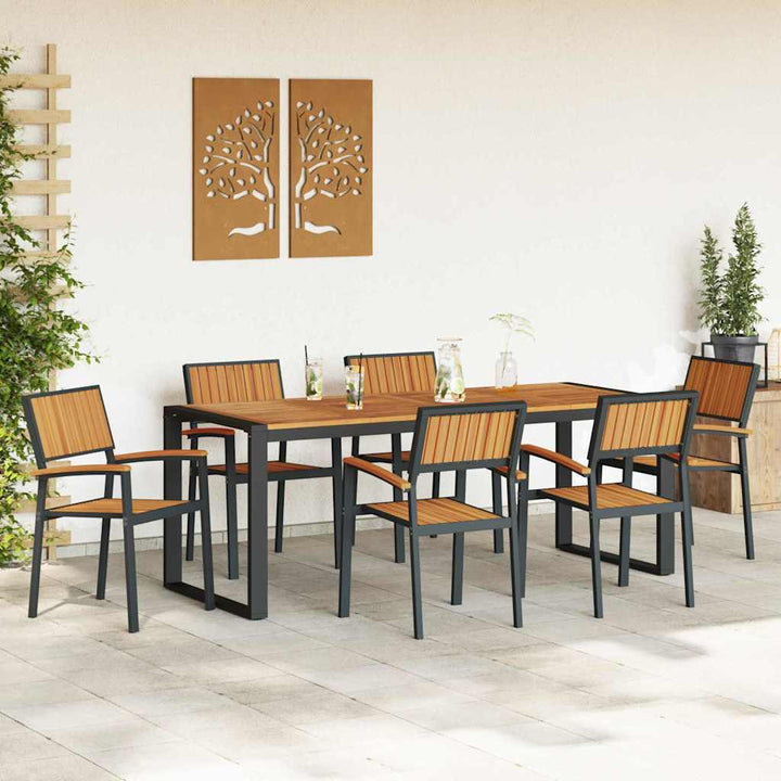 Have Spisebordssæt 7 pcs Sort og brun 200 x 90 x 75 cm
