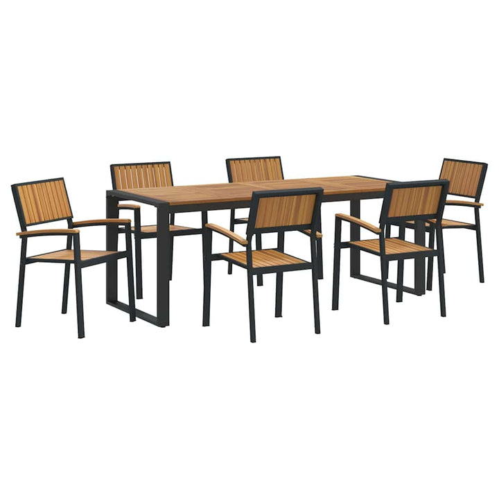 Have Spisebordssæt 7 pcs Sort og brun 200 x 90 x 75 cm