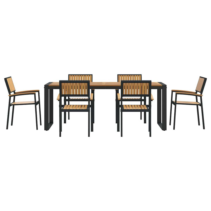 Have Spisebordssæt 7 pcs Sort og brun 200 x 90 x 75 cm