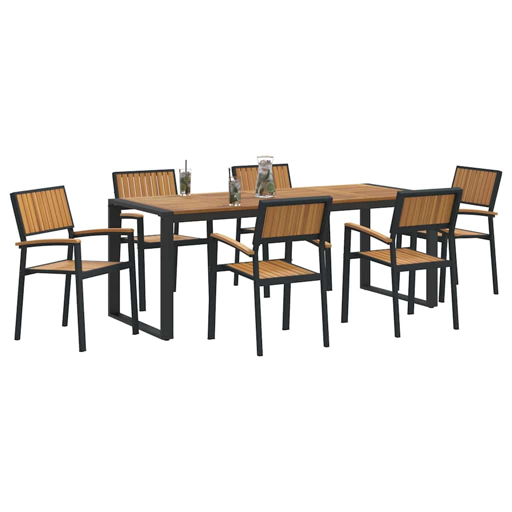 Have Spisebordssæt 7 pcs Sort og brun 200 x 90 x 75 cm