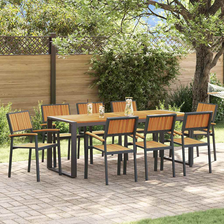 Have Spisebordssæt 9 pcs Sort og brun 200 x 90 x 75 cm