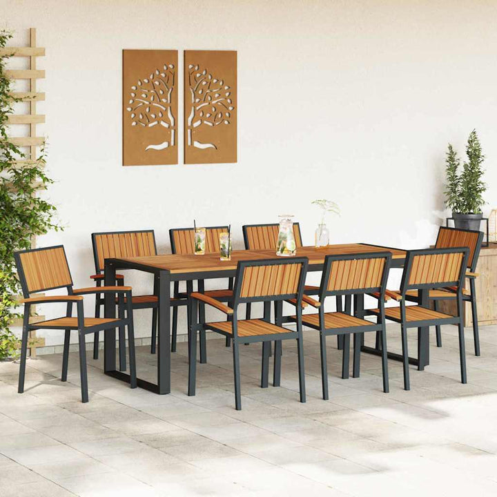 Have Spisebordssæt 9 pcs Sort og brun 200 x 90 x 75 cm