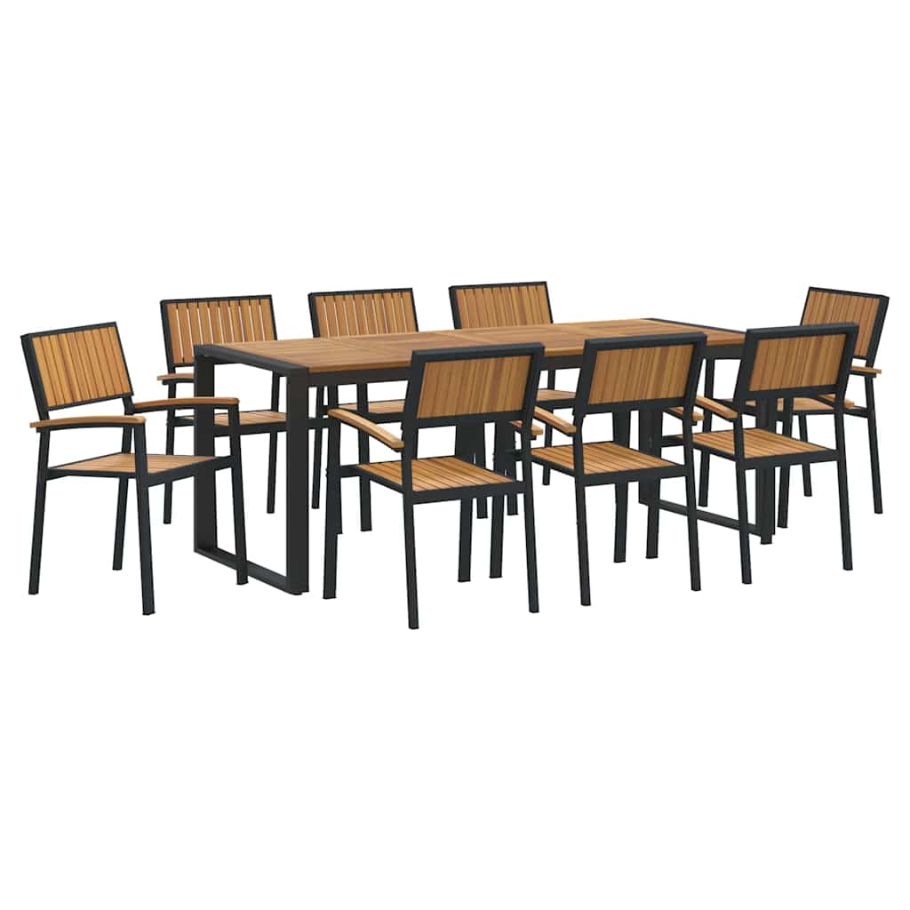 Have Spisebordssæt 9 pcs Sort og brun 200 x 90 x 75 cm
