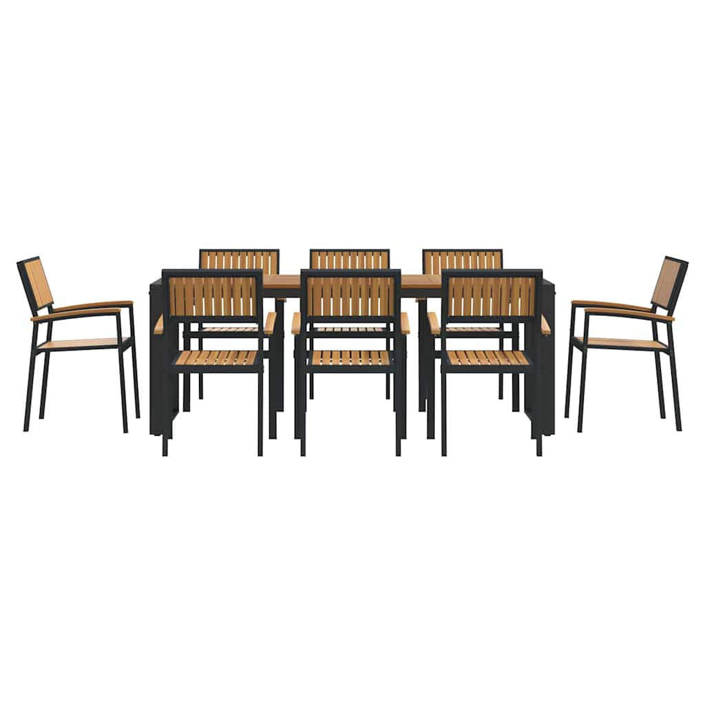 Have Spisebordssæt 9 pcs Sort og brun 200 x 90 x 75 cm
