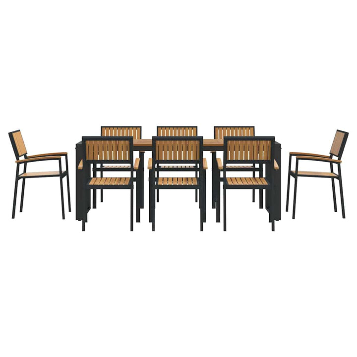 Have Spisebordssæt 9 pcs Sort og brun 200 x 90 x 75 cm