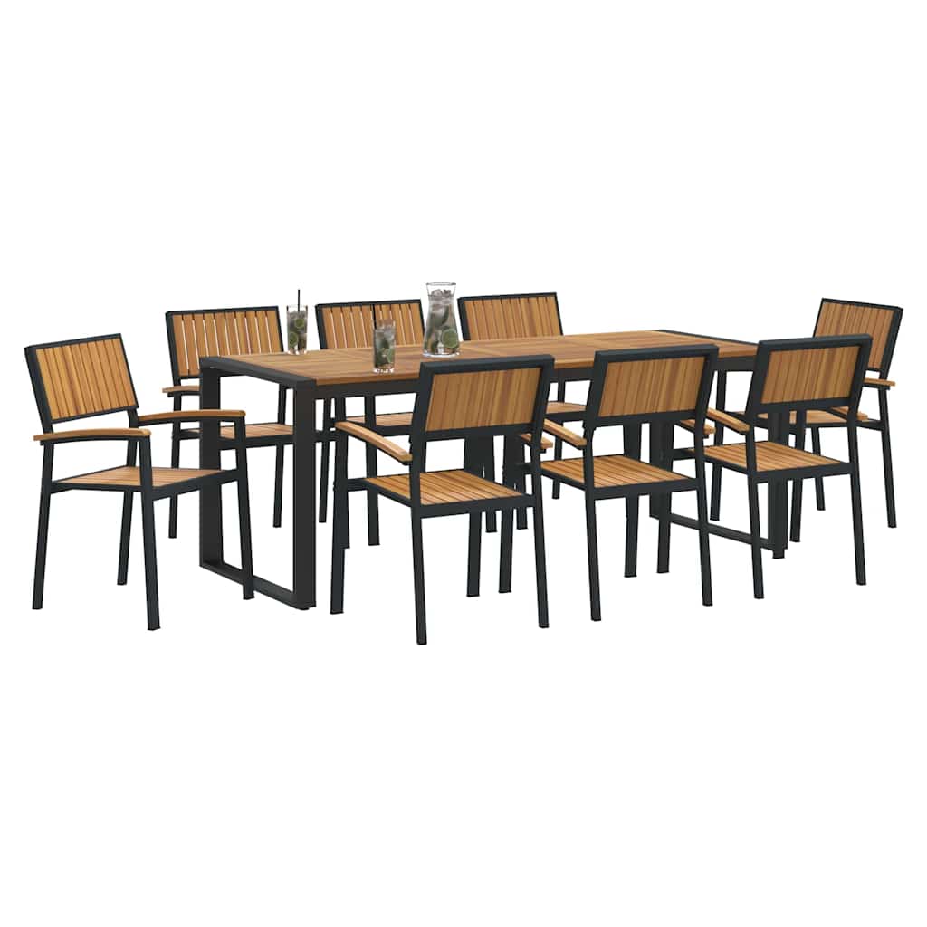 Have Spisebordssæt 9 pcs Sort og brun 200 x 90 x 75 cm