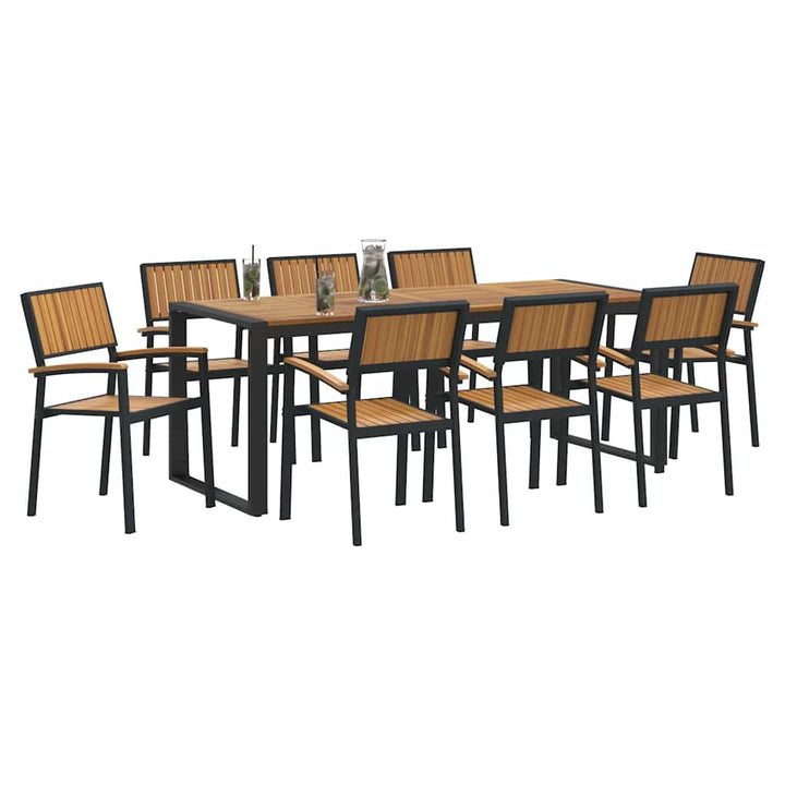 Have Spisebordssæt 9 pcs Sort og brun 200 x 90 x 75 cm
