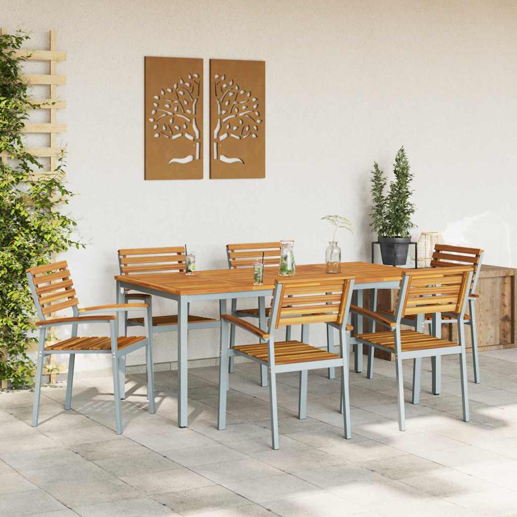 Have Spisebordssæt 7 pcs Grå og brun 180 x 90 x 75 cm