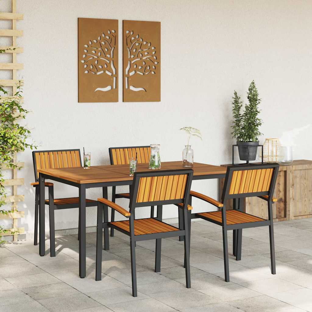 Have Spisebordssæt 5 pcs Sort og brun 150 x 90 x 75 cm