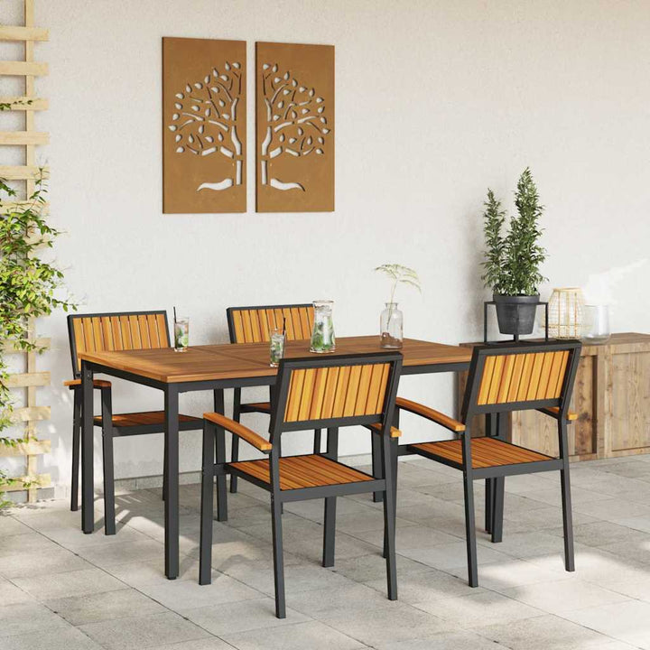 Have Spisebordssæt 5 pcs Sort og brun 150 x 90 x 75 cm