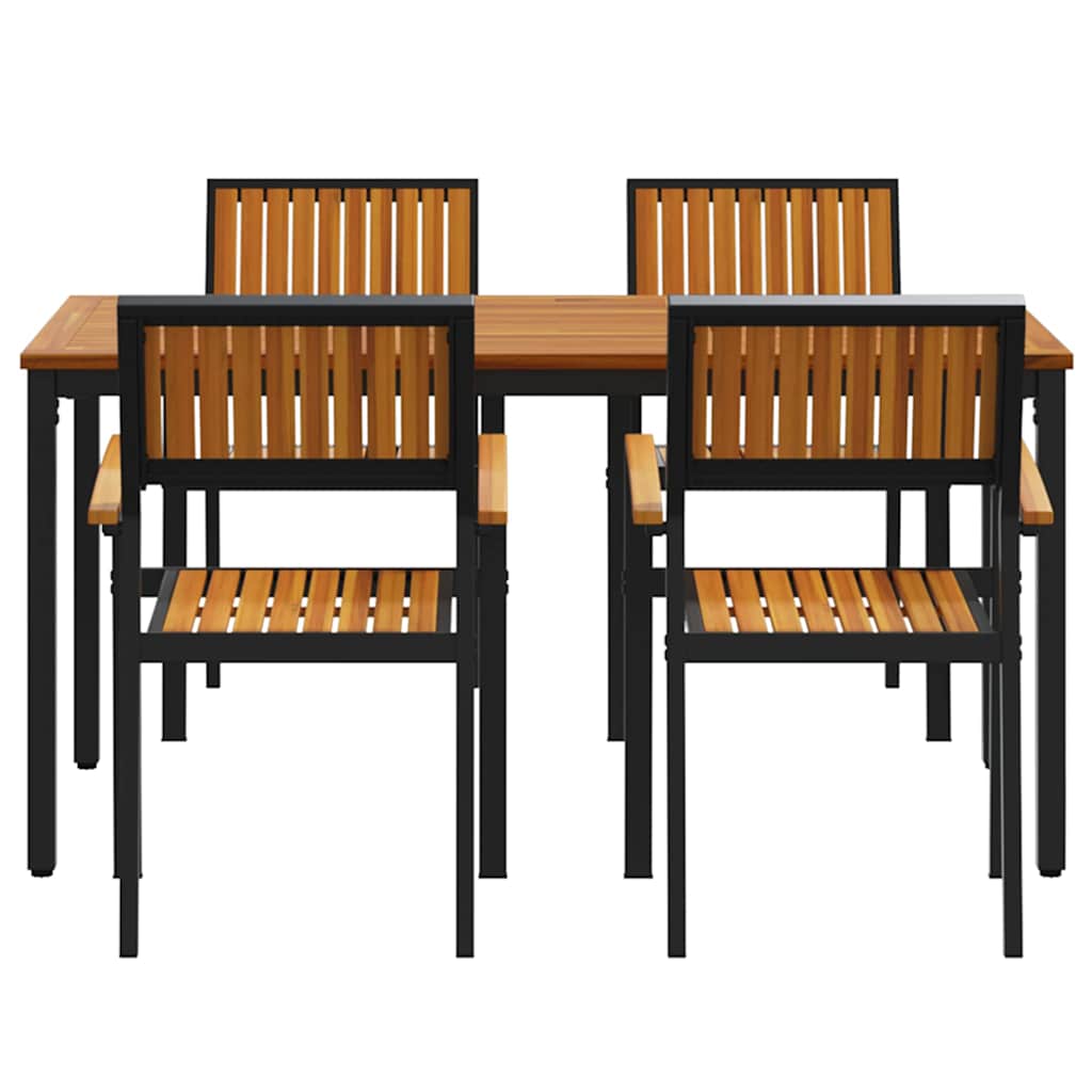 Have Spisebordssæt 5 pcs Sort og brun 150 x 90 x 75 cm