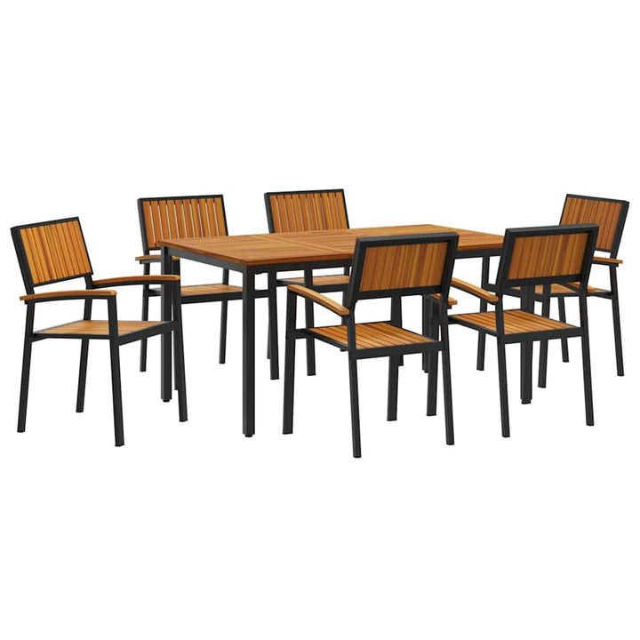 Have Spisebordssæt 7 pcs Sort og brun 150 x 90 x 75 cm