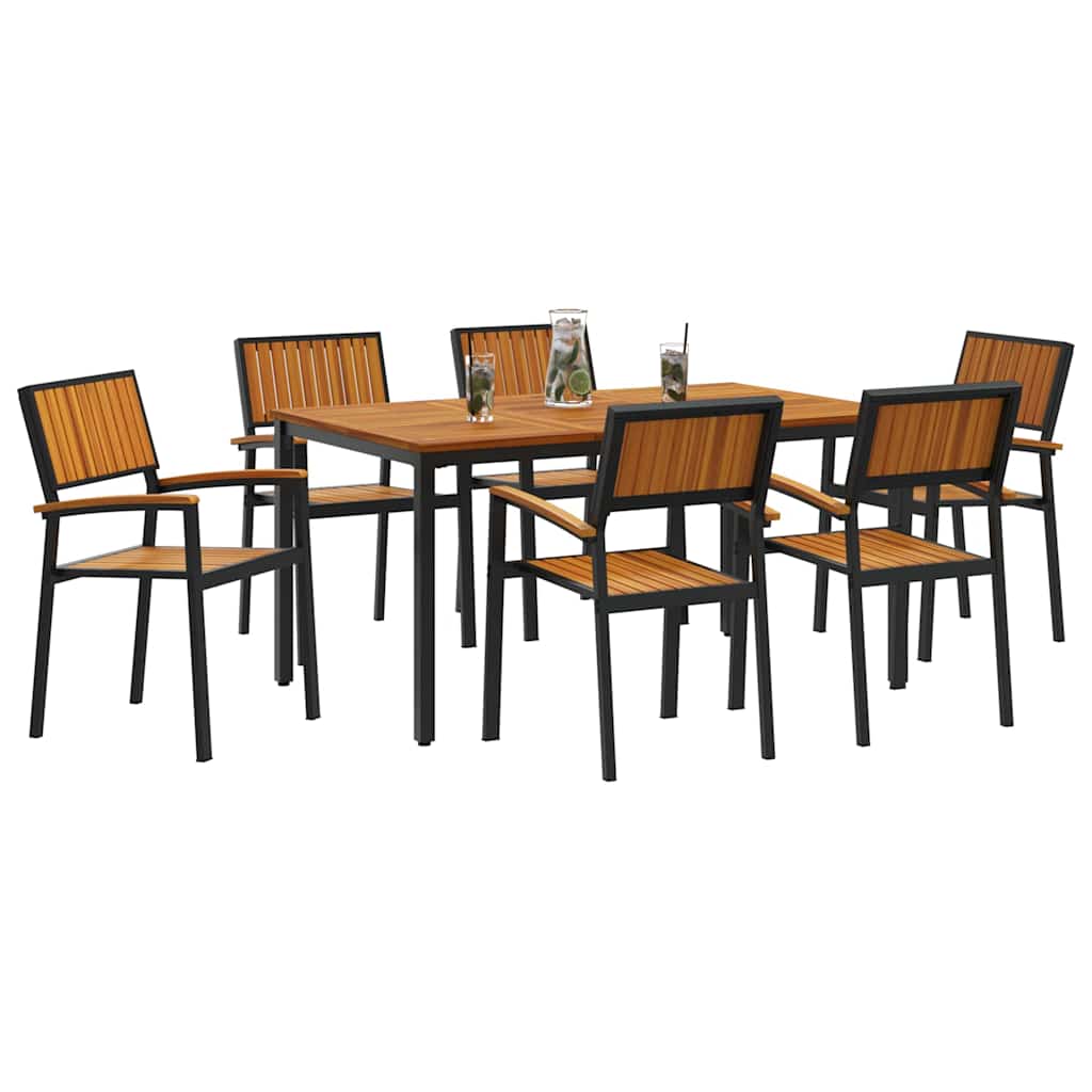Have Spisebordssæt 7 pcs Sort og brun 150 x 90 x 75 cm