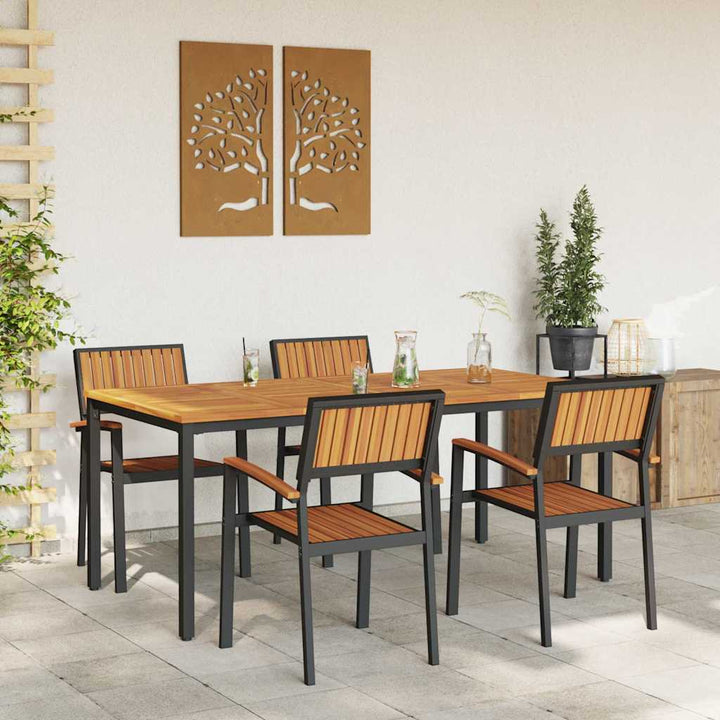 Have Spisebordssæt 5 pcs Sort og brun 180 x 90 x 75 cm