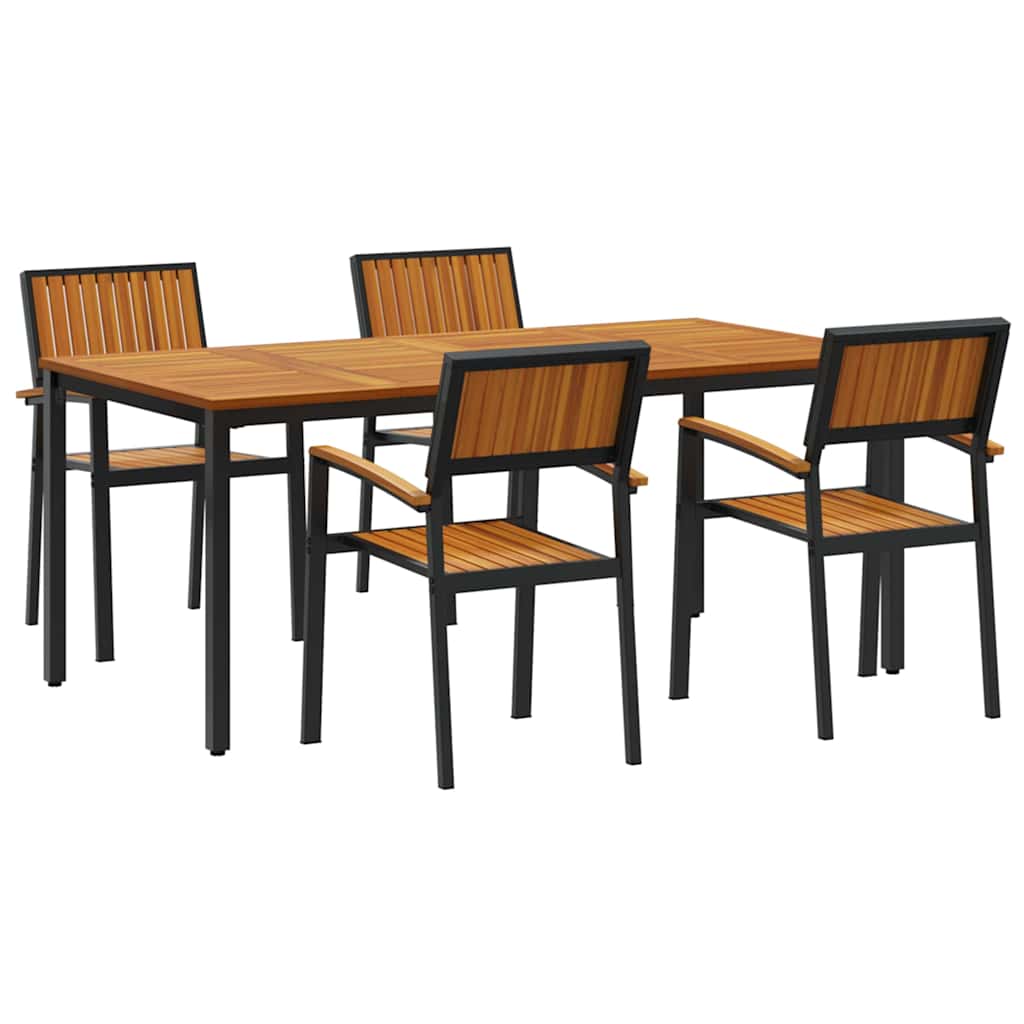 Have Spisebordssæt 5 pcs Sort og brun 180 x 90 x 75 cm