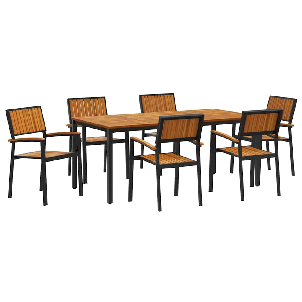 Have Spisebordssæt 7 pcs Sort og brun 180 x 90 x 75 cm