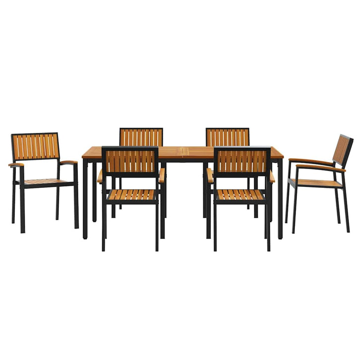 Have Spisebordssæt 7 pcs Sort og brun 180 x 90 x 75 cm