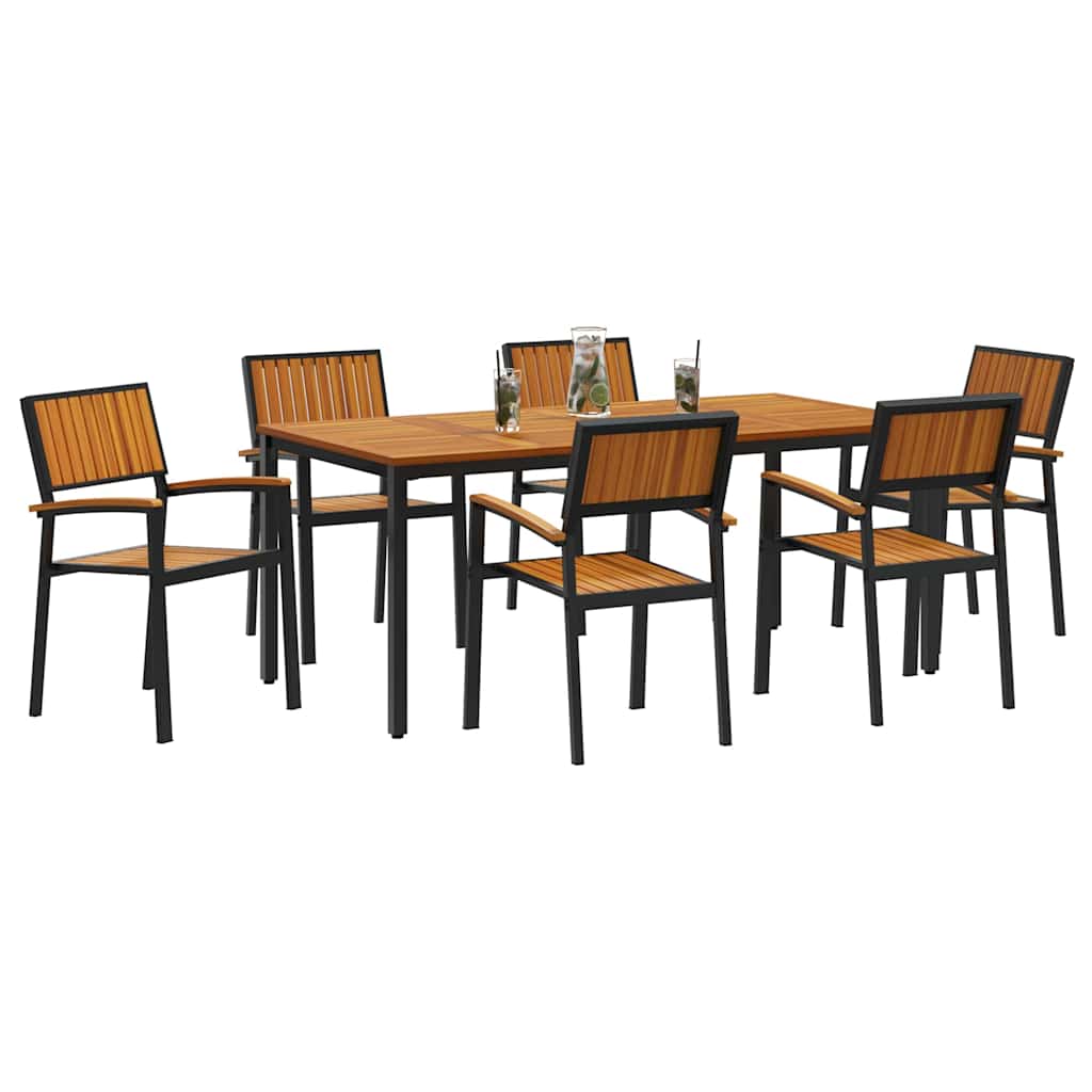 Have Spisebordssæt 7 pcs Sort og brun 180 x 90 x 75 cm