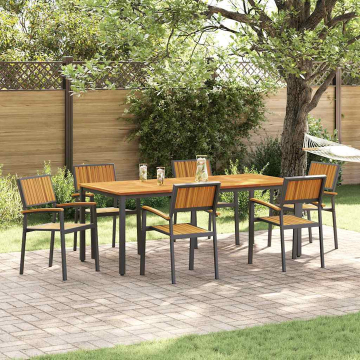 Have Spisebordssæt 7 pcs Sort og brun 200 x 90 x 75 cm