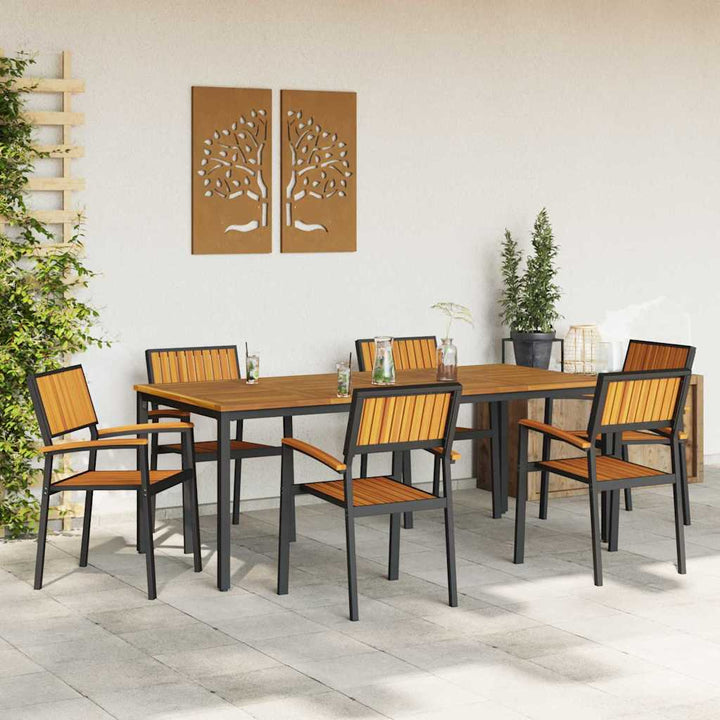 Have Spisebordssæt 7 pcs Sort og brun 200 x 90 x 75 cm