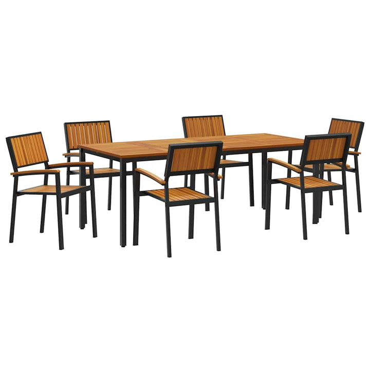 Have Spisebordssæt 7 pcs Sort og brun 200 x 90 x 75 cm