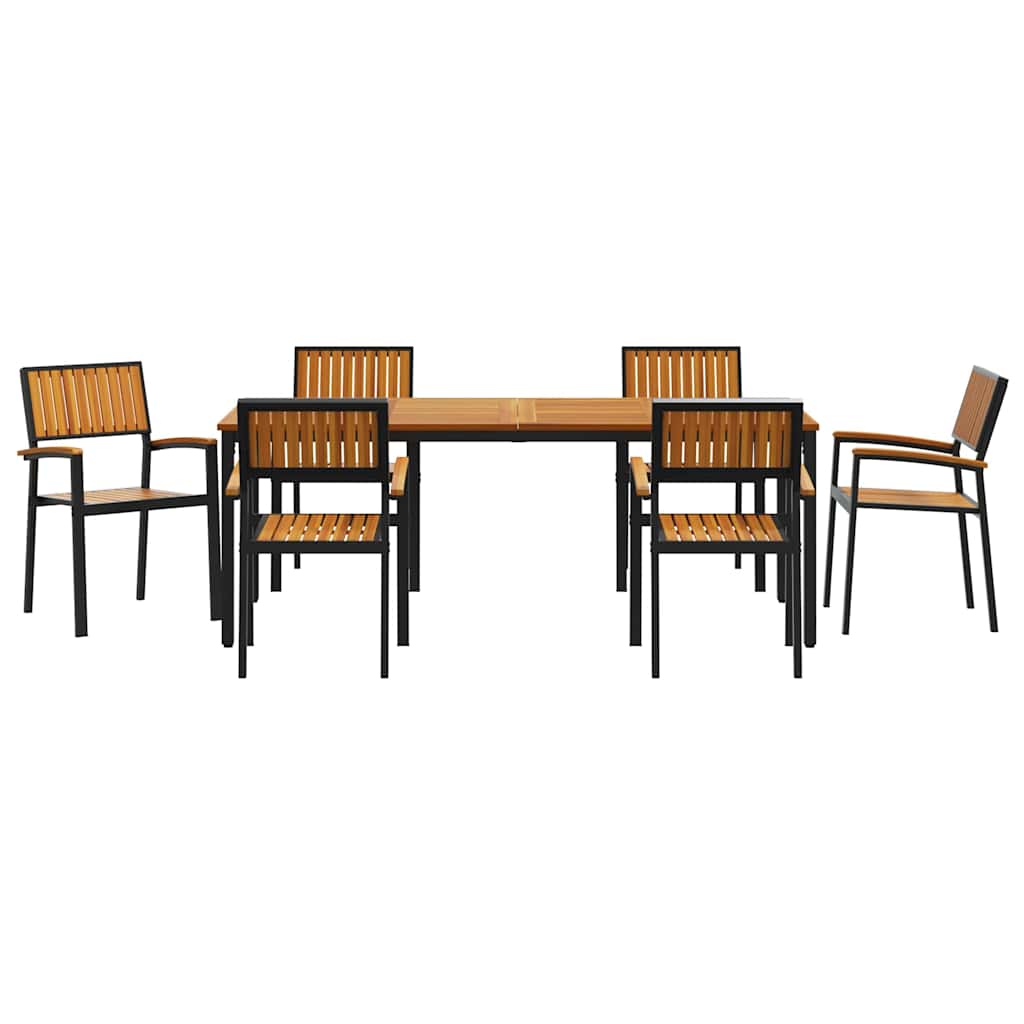 Have Spisebordssæt 7 pcs Sort og brun 200 x 90 x 75 cm
