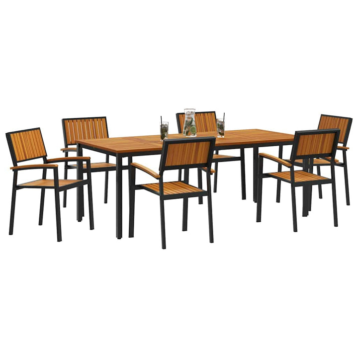 Have Spisebordssæt 7 pcs Sort og brun 200 x 90 x 75 cm