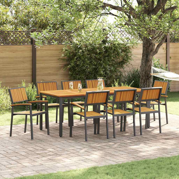Have Spisebordssæt 9 pcs Sort og brun 200 x 90 x 75 cm