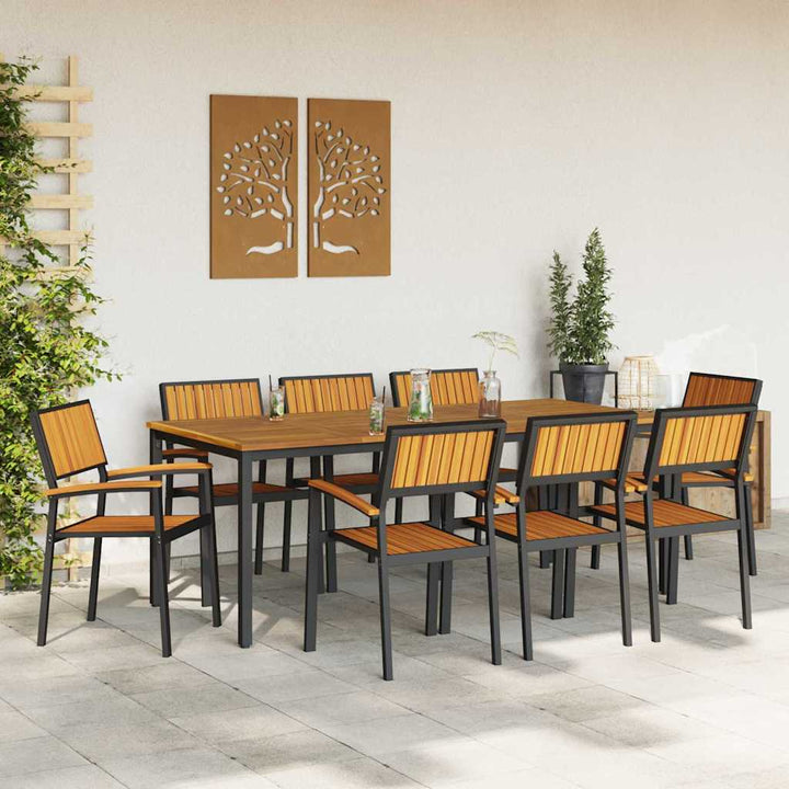 Have Spisebordssæt 9 pcs Sort og brun 200 x 90 x 75 cm