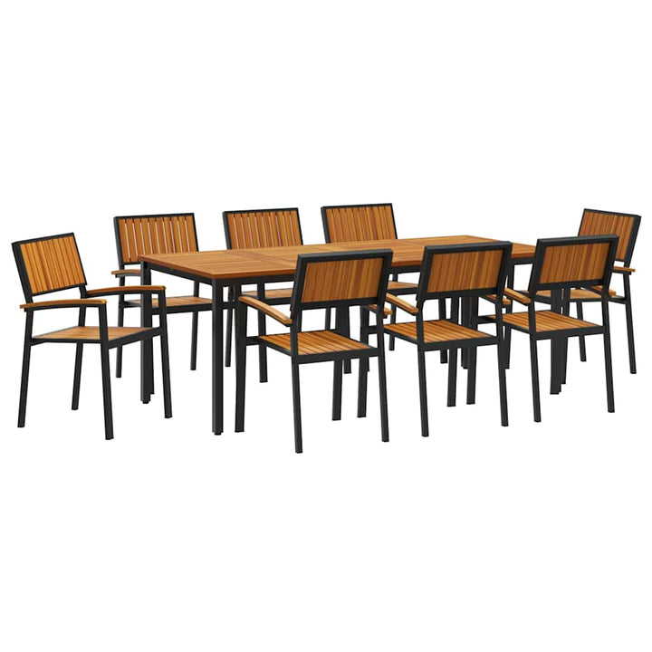 Have Spisebordssæt 9 pcs Sort og brun 200 x 90 x 75 cm