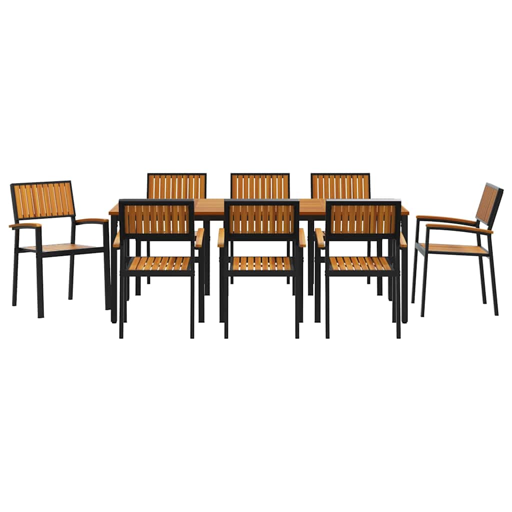 Have Spisebordssæt 9 pcs Sort og brun 200 x 90 x 75 cm