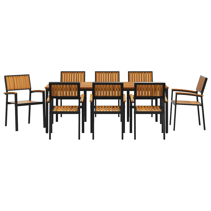 Have Spisebordssæt 9 pcs Sort og brun 200 x 90 x 75 cm